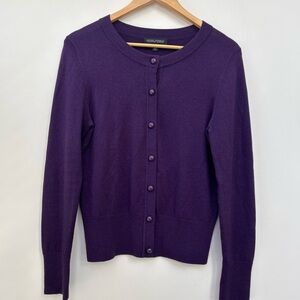 Silk cotton cashmere banana republic deep purple plum button up cardigan sweater